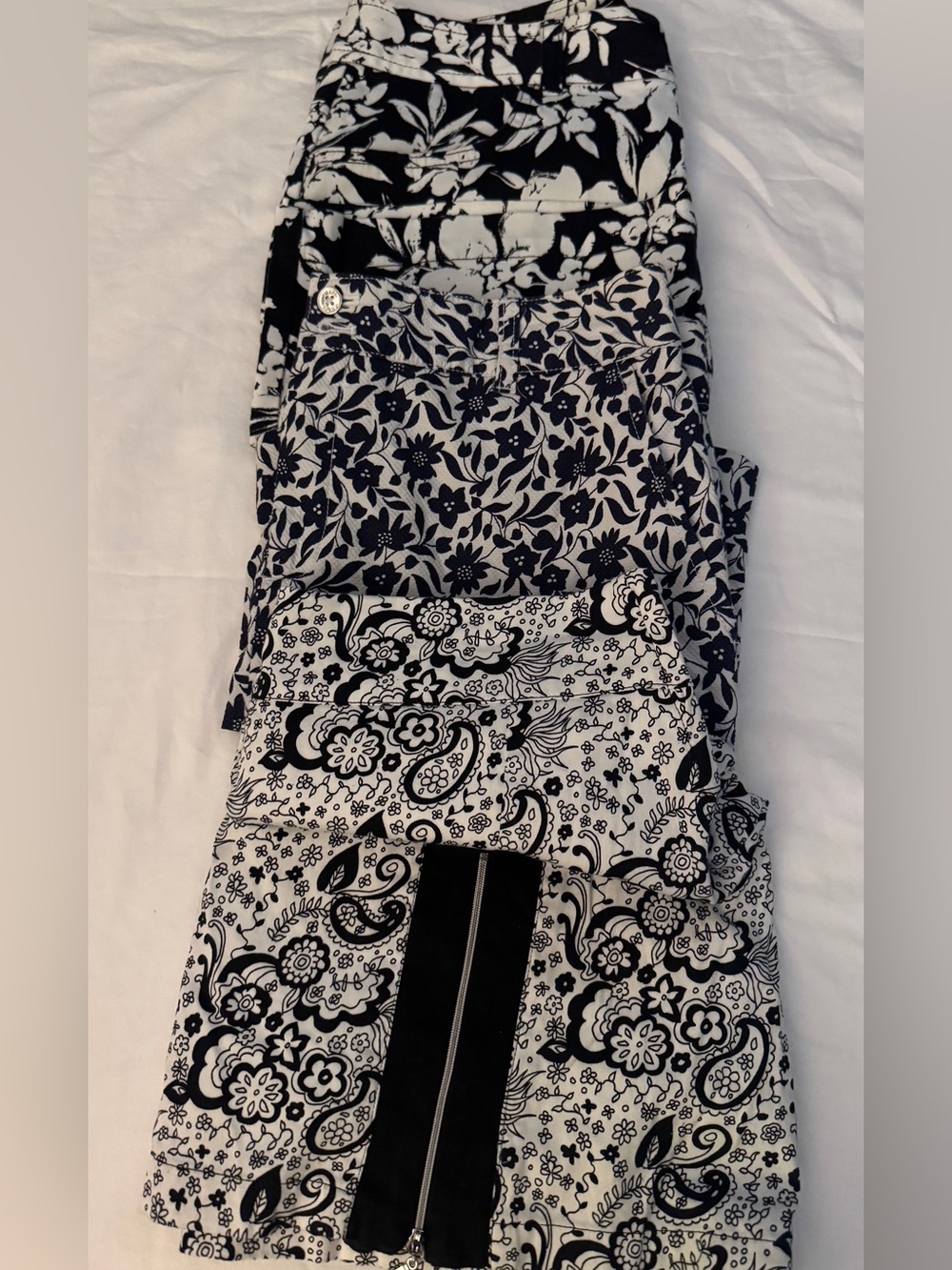 Chaps Black and White Floral Print Skirts - Set